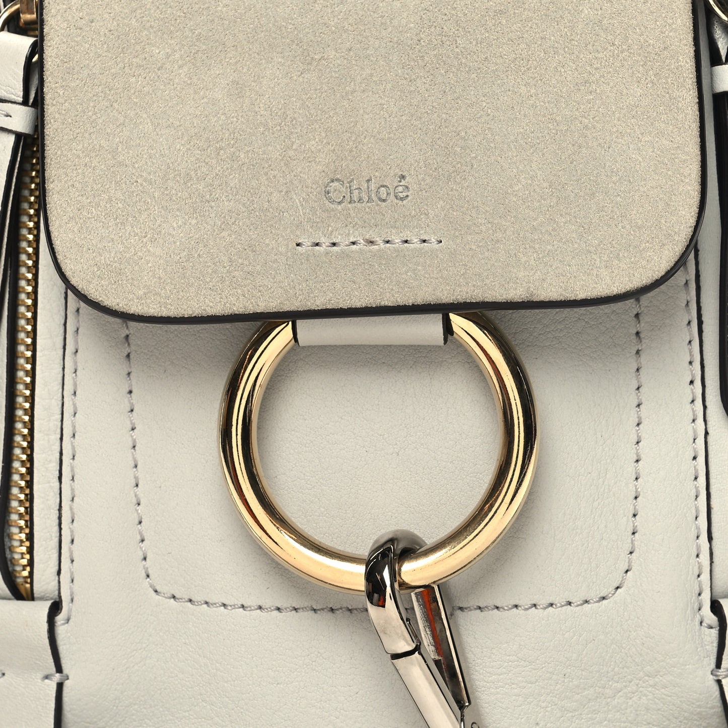 Suede Calfskin Mini Faye Backpack Airy Grey