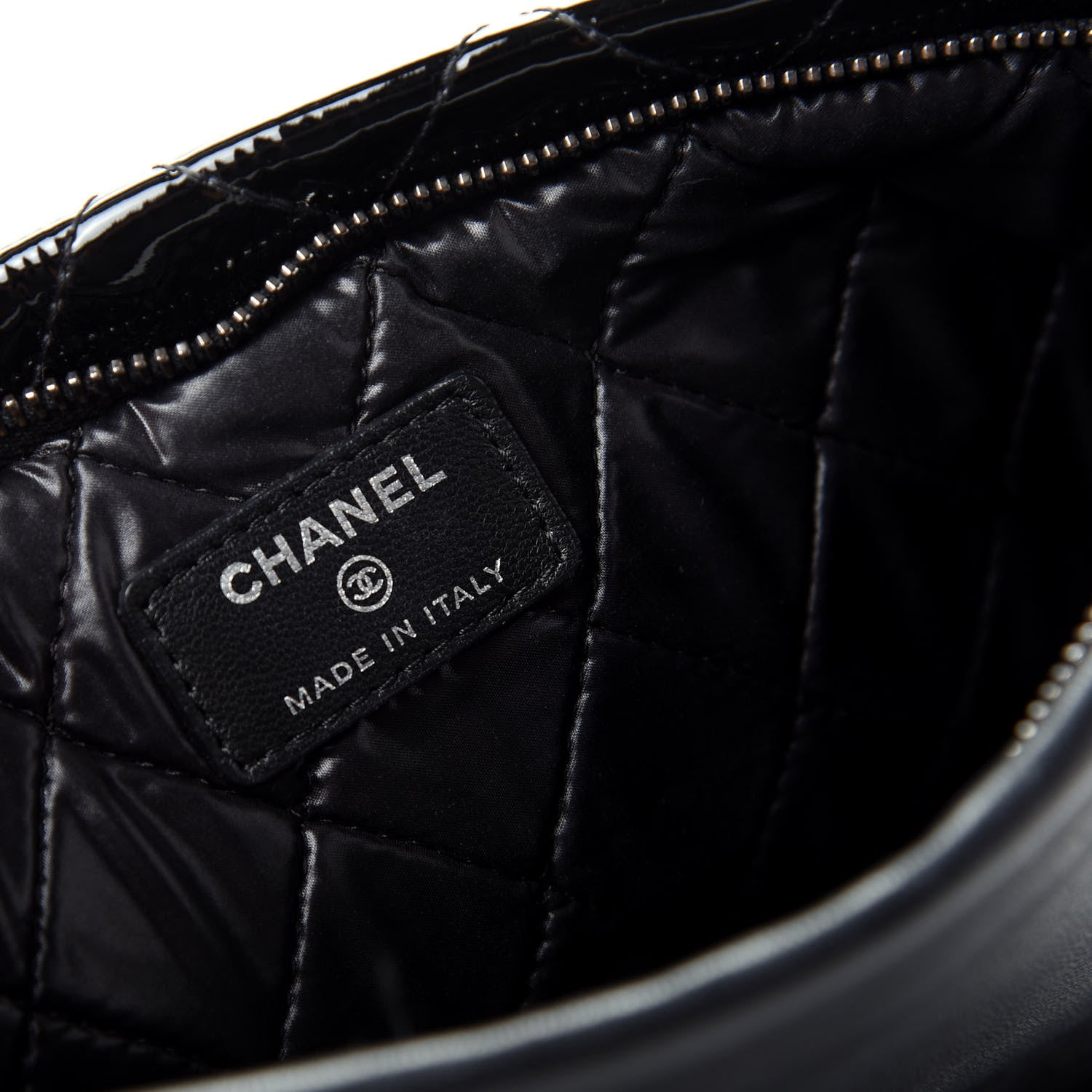 Chanel Patent Calfskin Quilted Beauty CC Clutch Black 6 of 8
