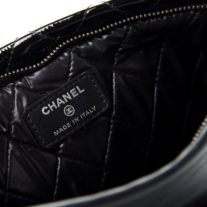 Chanel Patent Calfskin Quilted Beauty CC Clutch Black 6 of 8