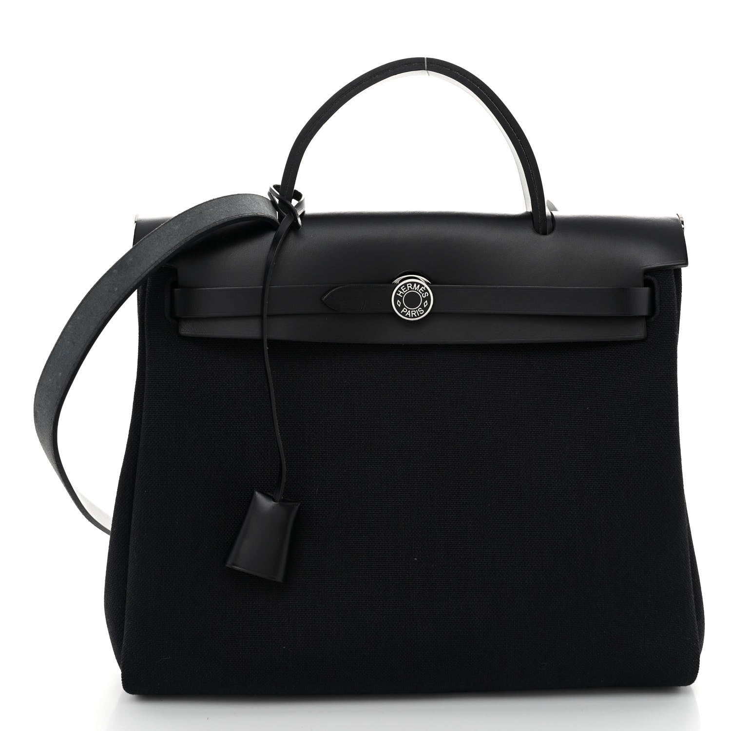 Hermes Military Toile Vache Hunter Herbag Zip Retourne 31 PM Black 3 of 12