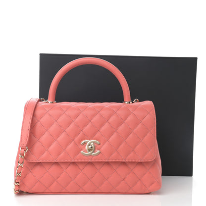 Chanel Caviar Quilted Small Coco Handle Flap Pink 11 of 11