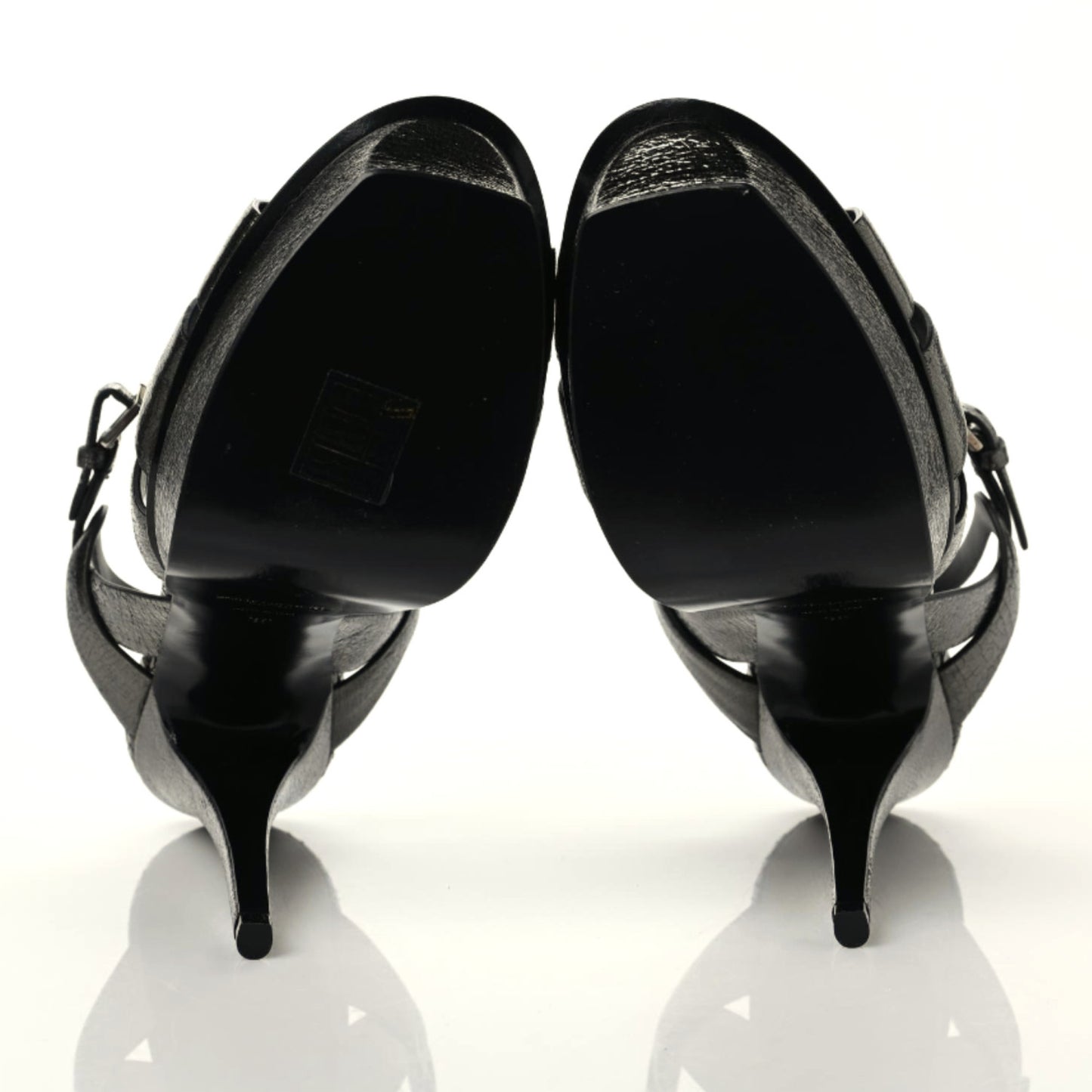 Metallic Supercrack Calfskin Tribute 105 Platform Sandals 39 Gunmetal