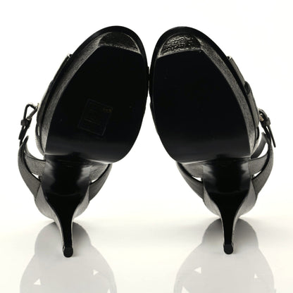 Saint Laurent Metallic Supercrack Calfskin Tribute 105 Platform Sandals 39 Gunmetal 7 of 10