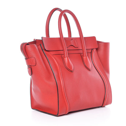 Celine Drummed Calfskin Mini Luggage Coquelicot 3 of 7