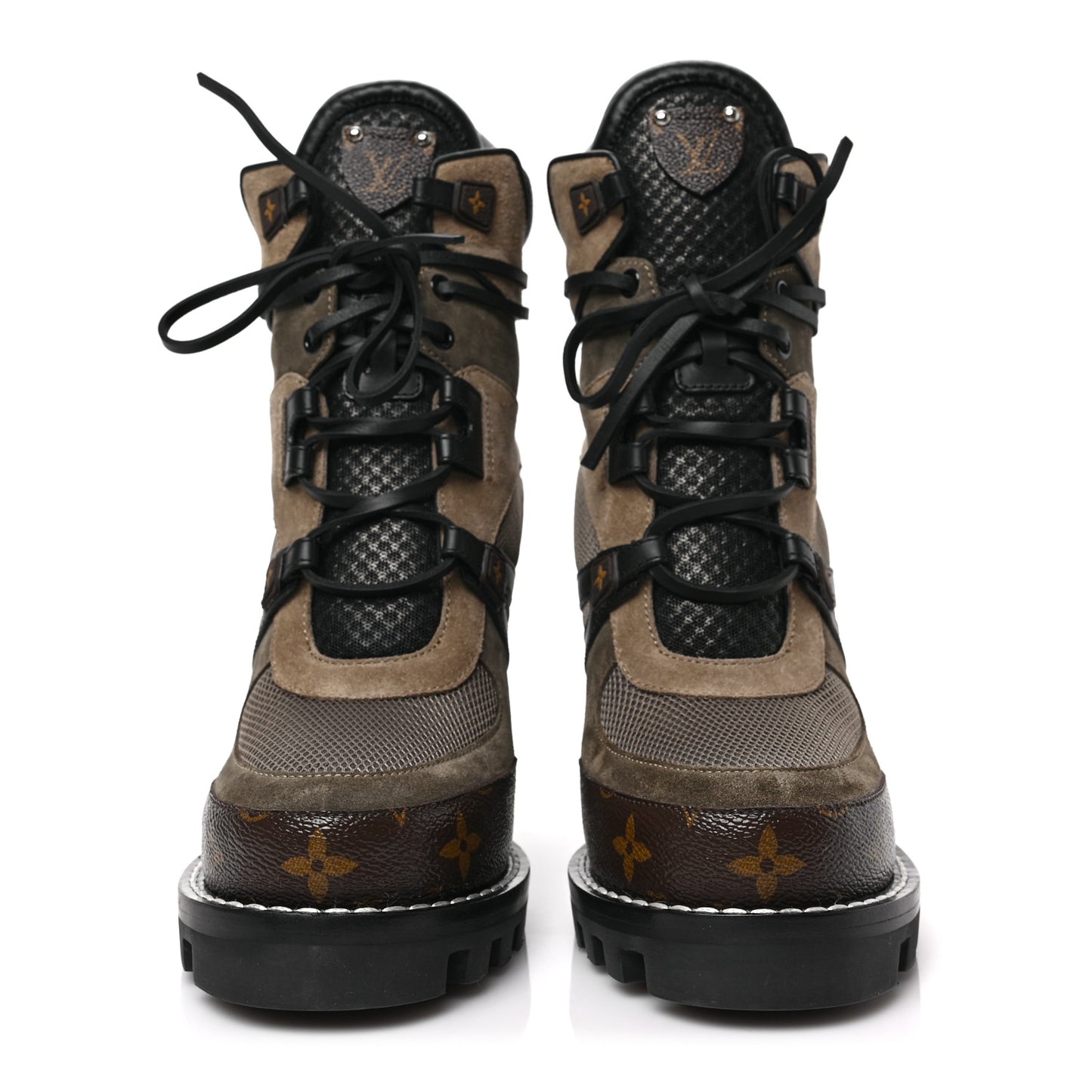 Suede Calfskin Monogram Star Trail Ankle Boots 40 Khaki