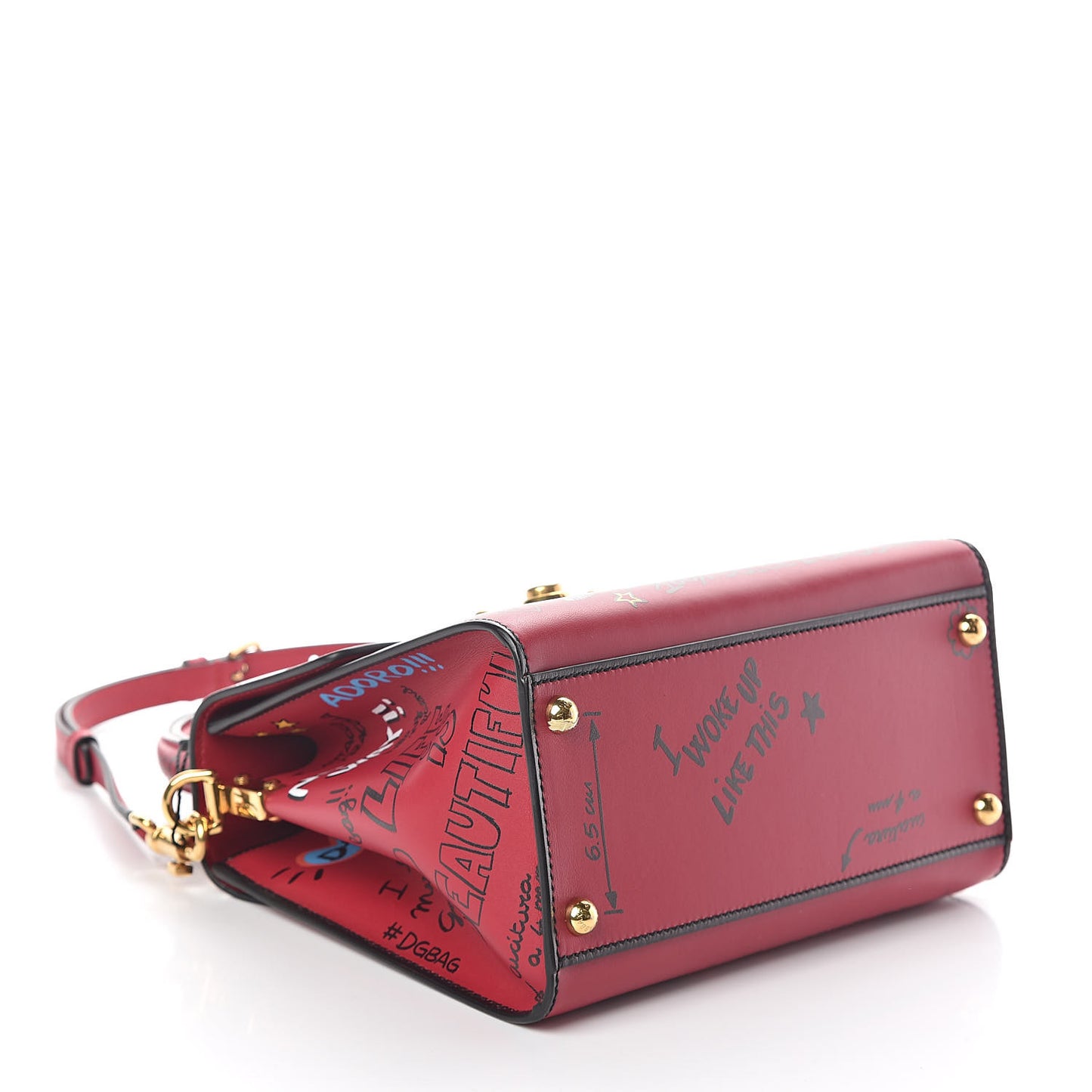 Calfskin Graffiti Printed Welcome Satchel Rosso Multicolor