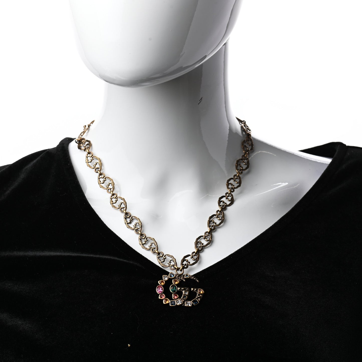 Crystal Marmont Necklace Aged Gold Multicolor