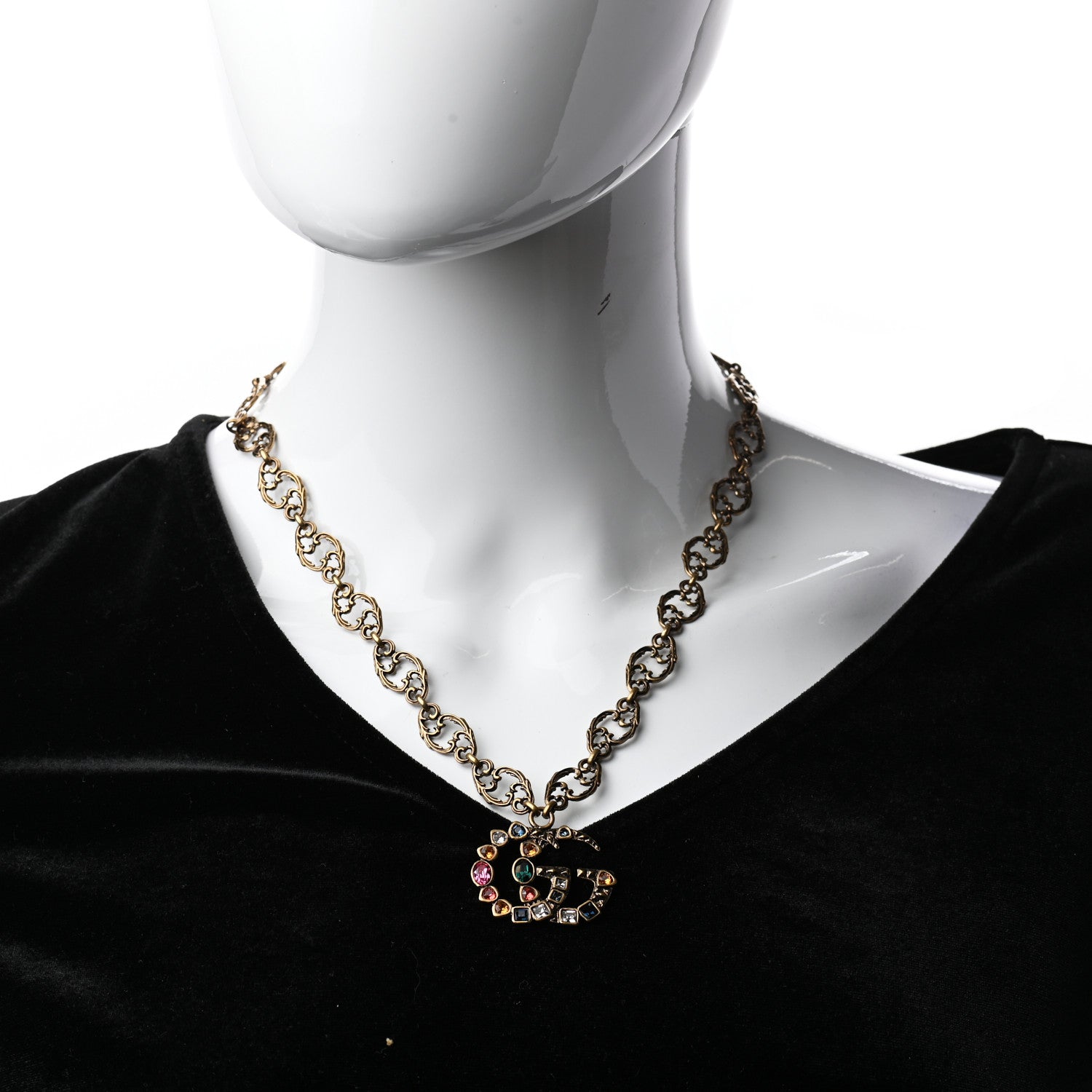Gucci Crystal Marmont Necklace Aged Gold Multicolor 2 of 6