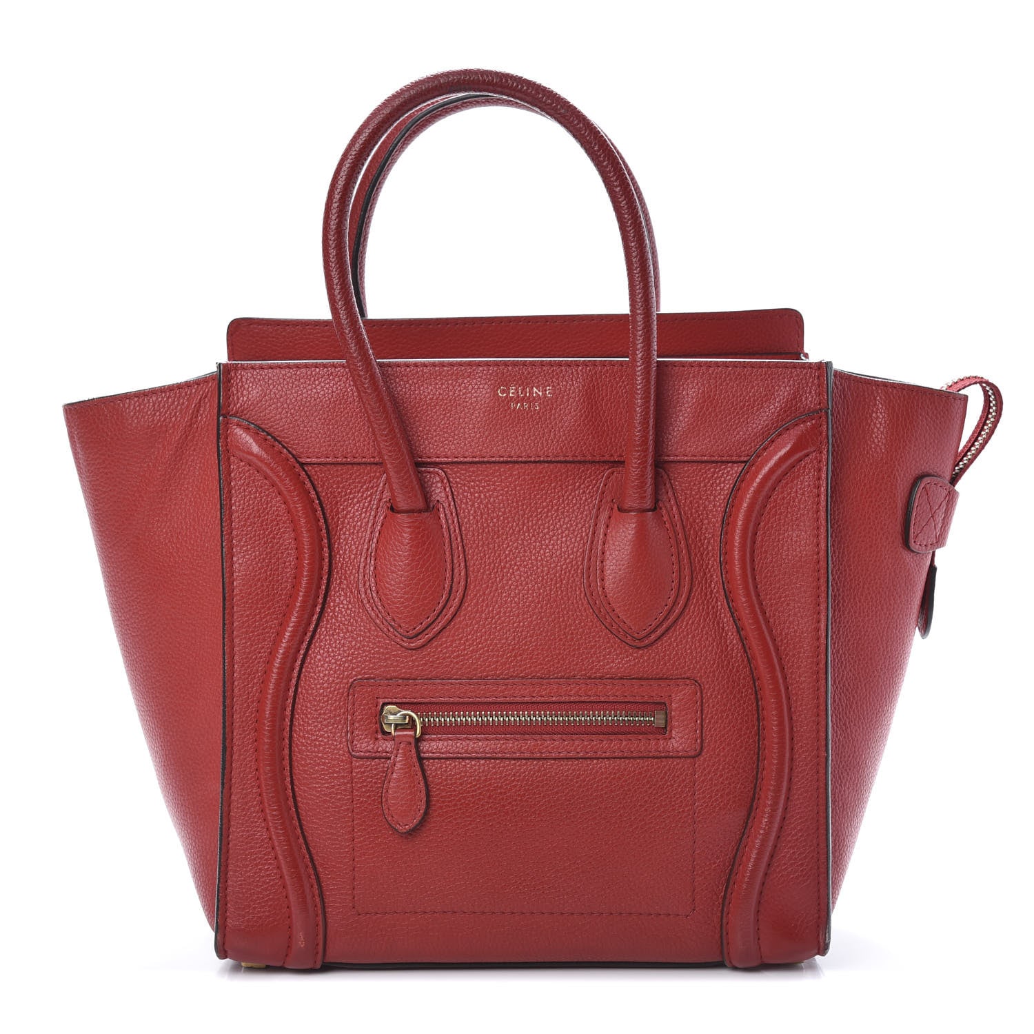 Celine Drummed Calfskin Micro Luggage Coquelicot 1 of 21