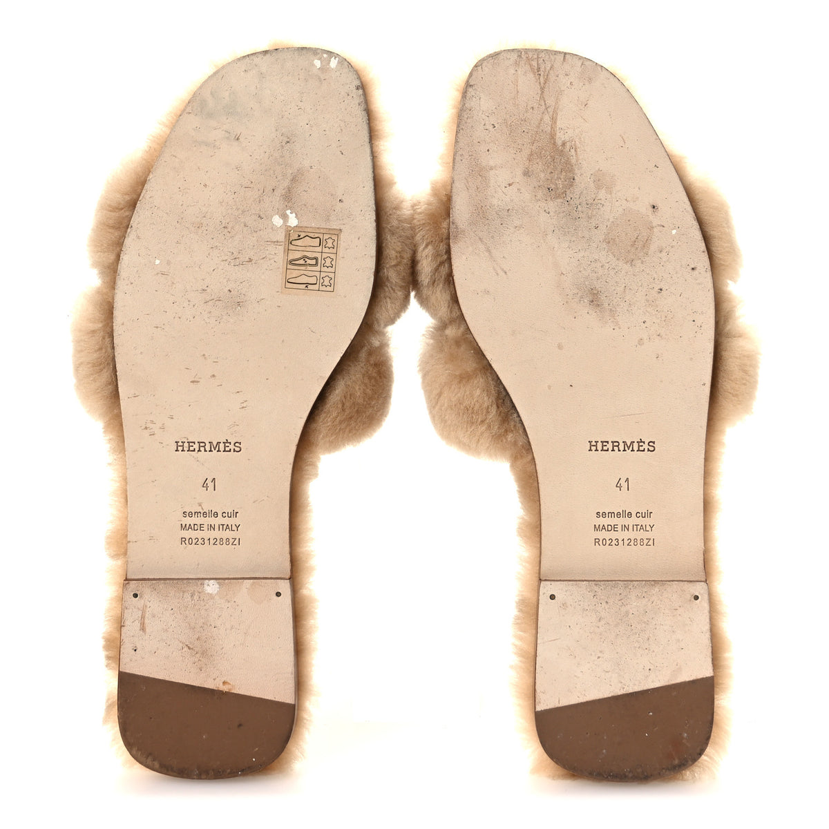 Hermes Woolskin Oran Sandals 41 Beige Argile 7 of 9