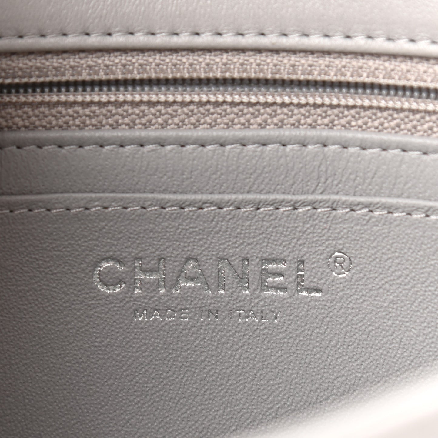 Lambskin Quilted Mini Rectangular Flap Grey