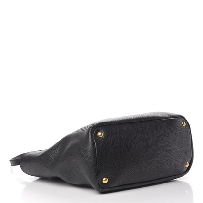 Prada Vitello Daino Side Pocket Tote Black 4 of 10