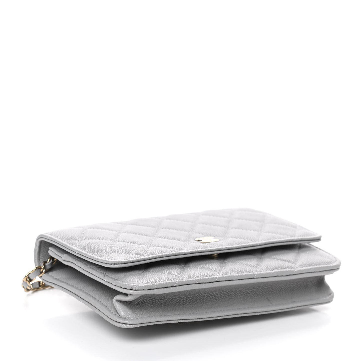 Caviar Quilted Wallet On Chain WOC Grey