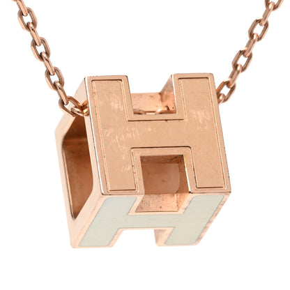 Hermes Rose Gold Lacquered Cage d'H Pendant Necklace White 8 of 9