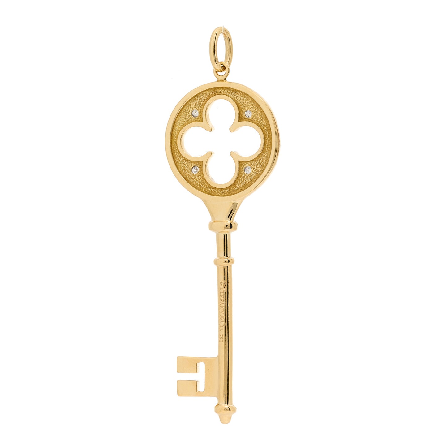 18K Yellow Gold Diamond Quatrefoil Key Pendant