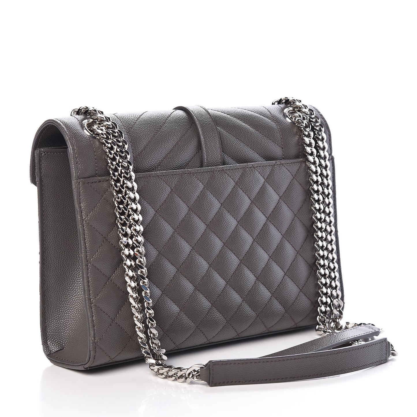 Grain De Poudre Textured Mixed Matelasse Medium Triquilt Monogram Satchel Earth