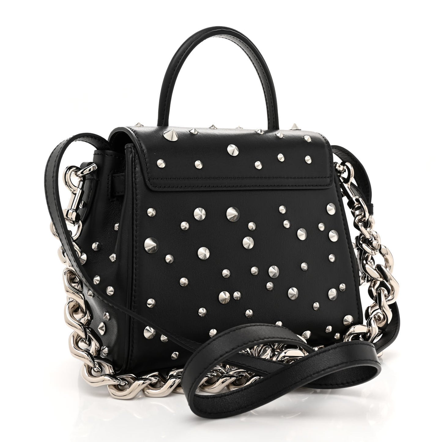 Calfskin Spiked Small La Medusa Bag Black