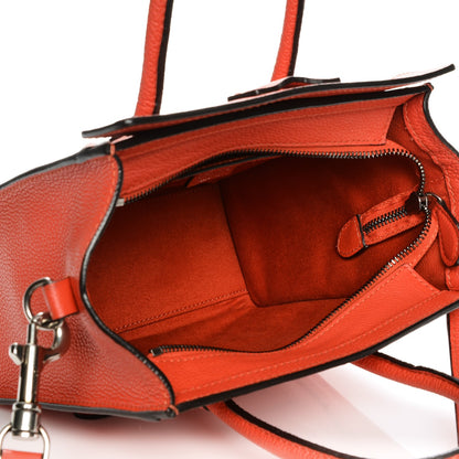 Celine Drummed Calfskin Nano Luggage Vermillion 5 of 11