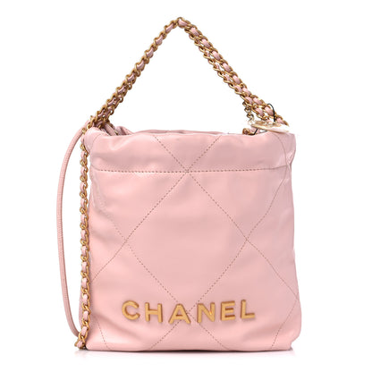 Chanel Shiny Calfskin Quilted Mini Chanel 22 Rose Clair 1 of 9