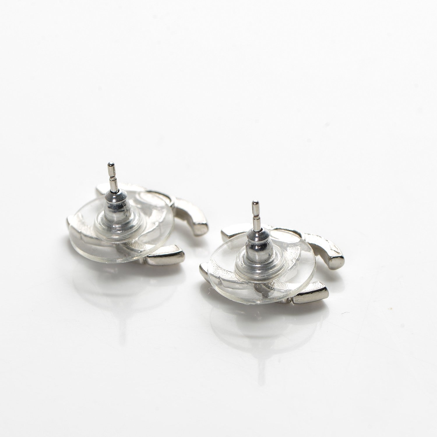 Chanel Crystal CC Earrings Silver 4 of 4