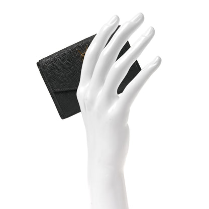 Saint Laurent Grain De Poudre Uptown Monogram Card Case Storm 2 of 9