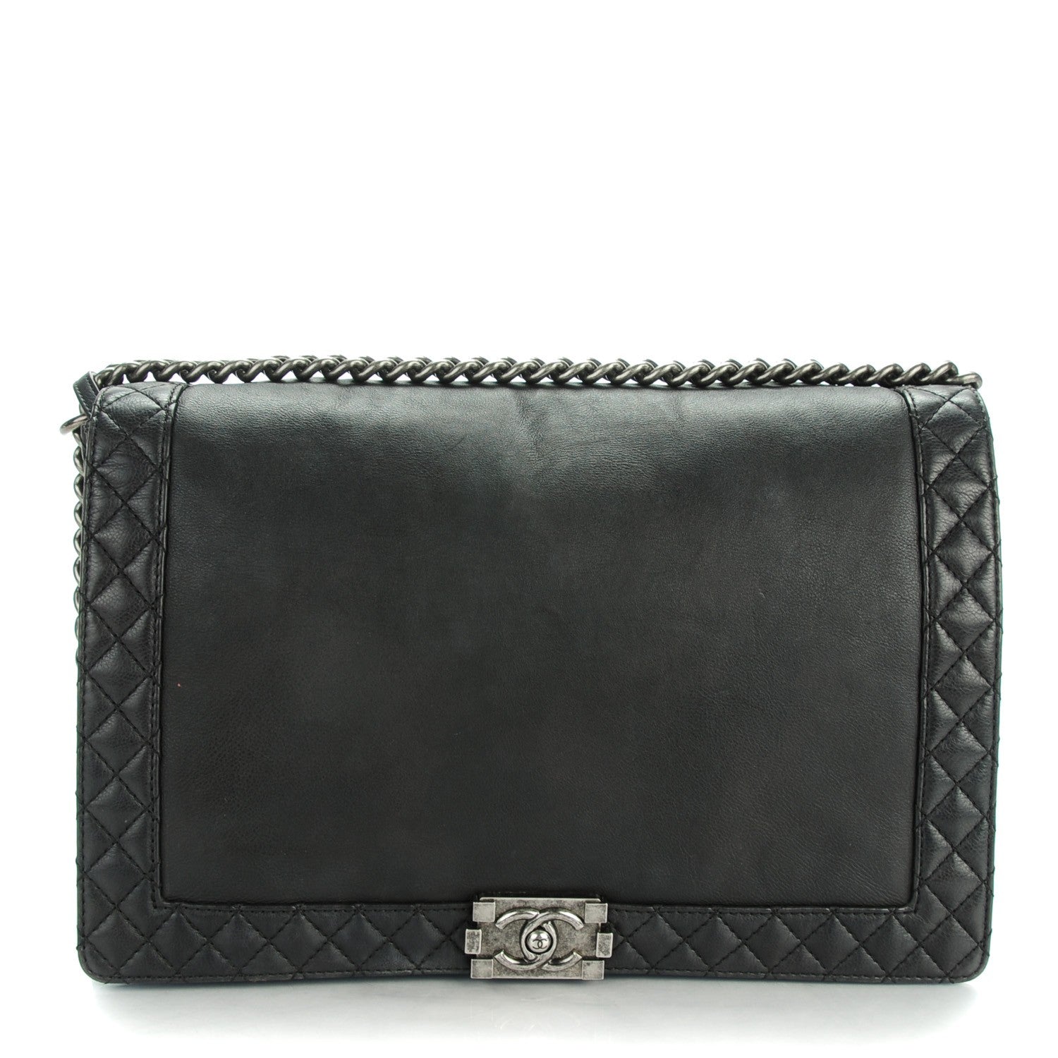 Chanel Calfskin Large Boy Reverso Flap Black 1 of 8