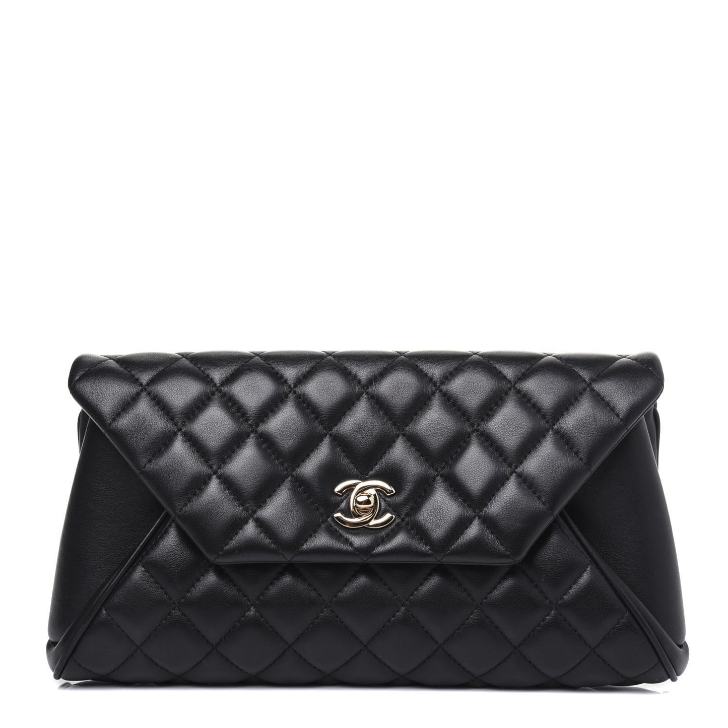Lambskin Quilted Fold Up Again Clutch Black