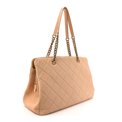 Chanel Calfskin Quilted Large CC Crown Tote Beige 3 of 18
