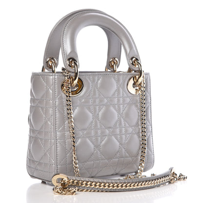 Christian Dior Metallic Lambskin Cannage Mini Lady Dior Grey 3 of 9