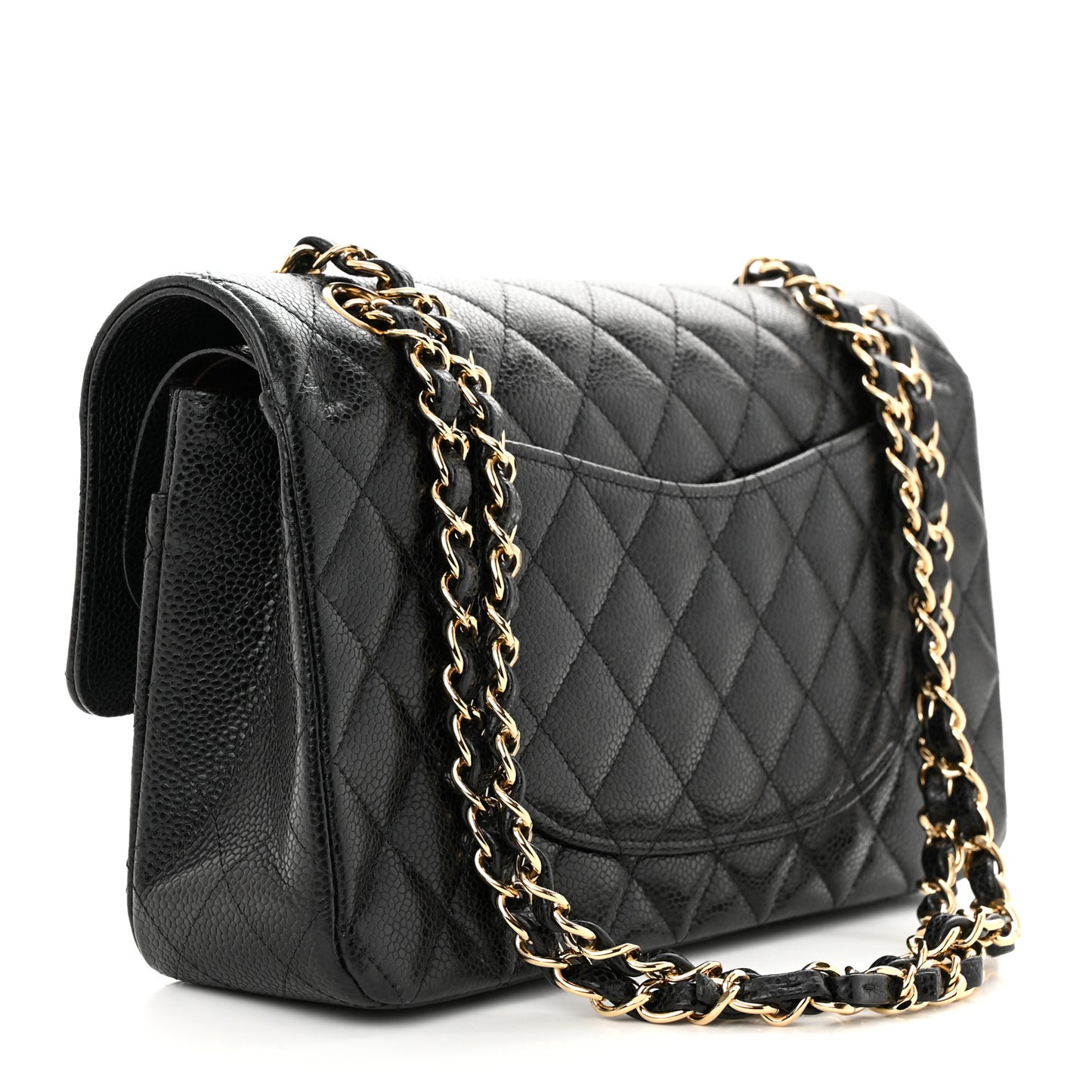 Caviar Quilted Medium Double Flap Black