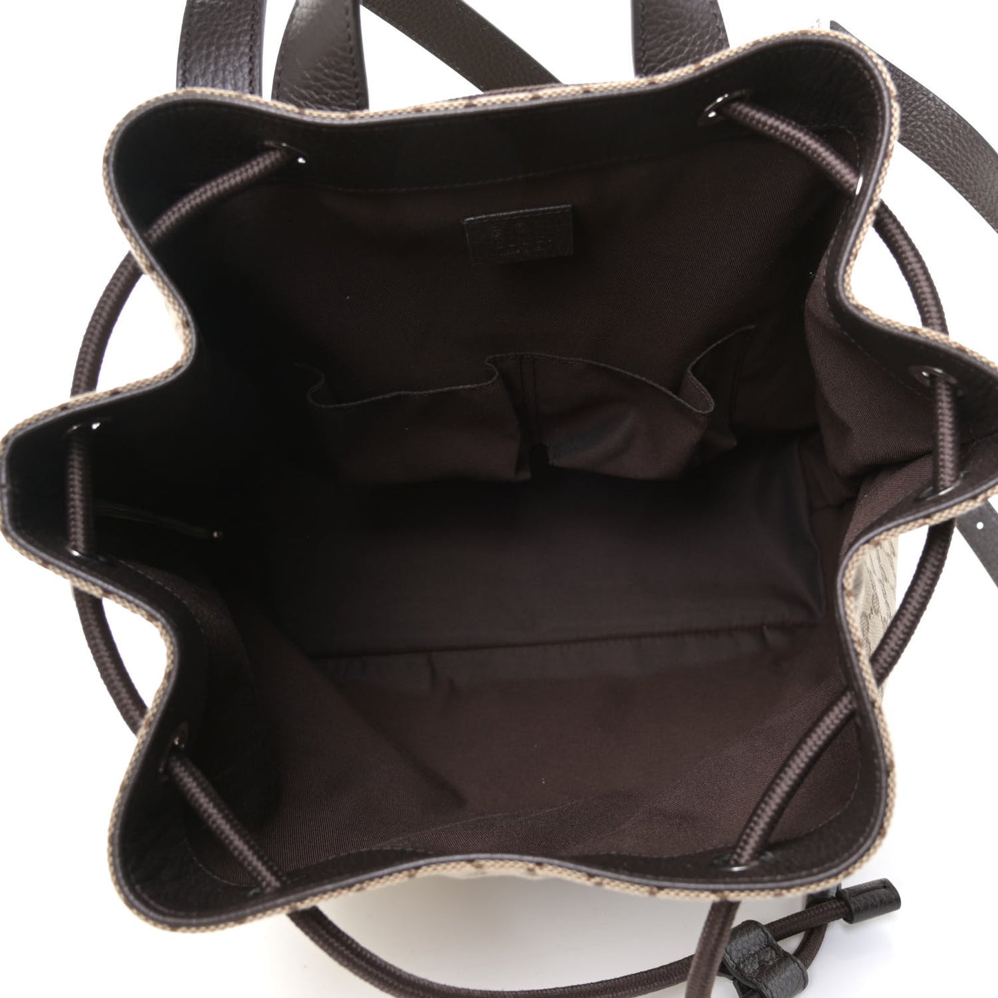 Monogram Dollar Calfskin O Drawstring Backpack Beige Ebony Testa di Moro Dark Chocolate