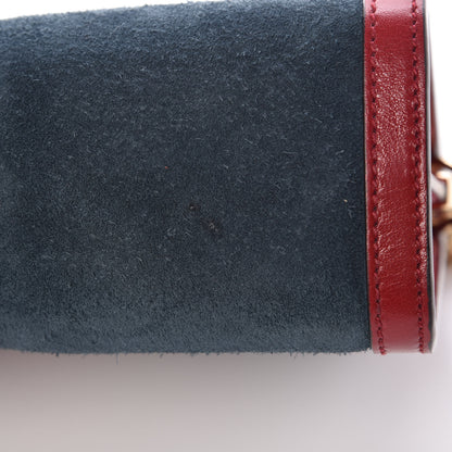 Gucci Suede Calfskin Web Small Ophidia Chain Shoulder Bag New Blue Romantic Cherry 8 of 8