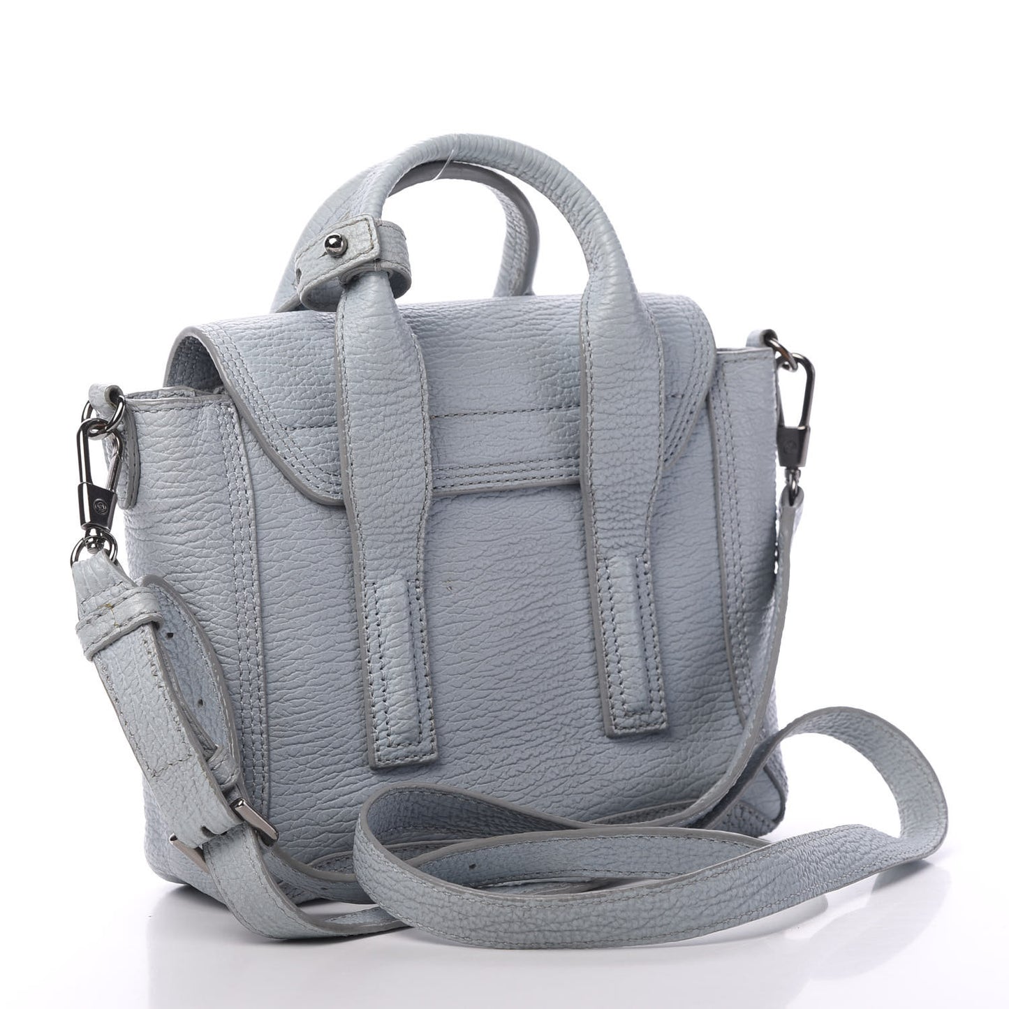 3.1 Textured Calfskin Mini Pashli Satchel Light Blue