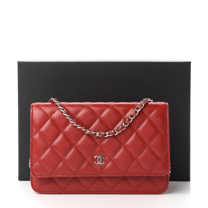 Chanel Caviar Quilted Wallet On Chain WOC Dark Red 12 of 12