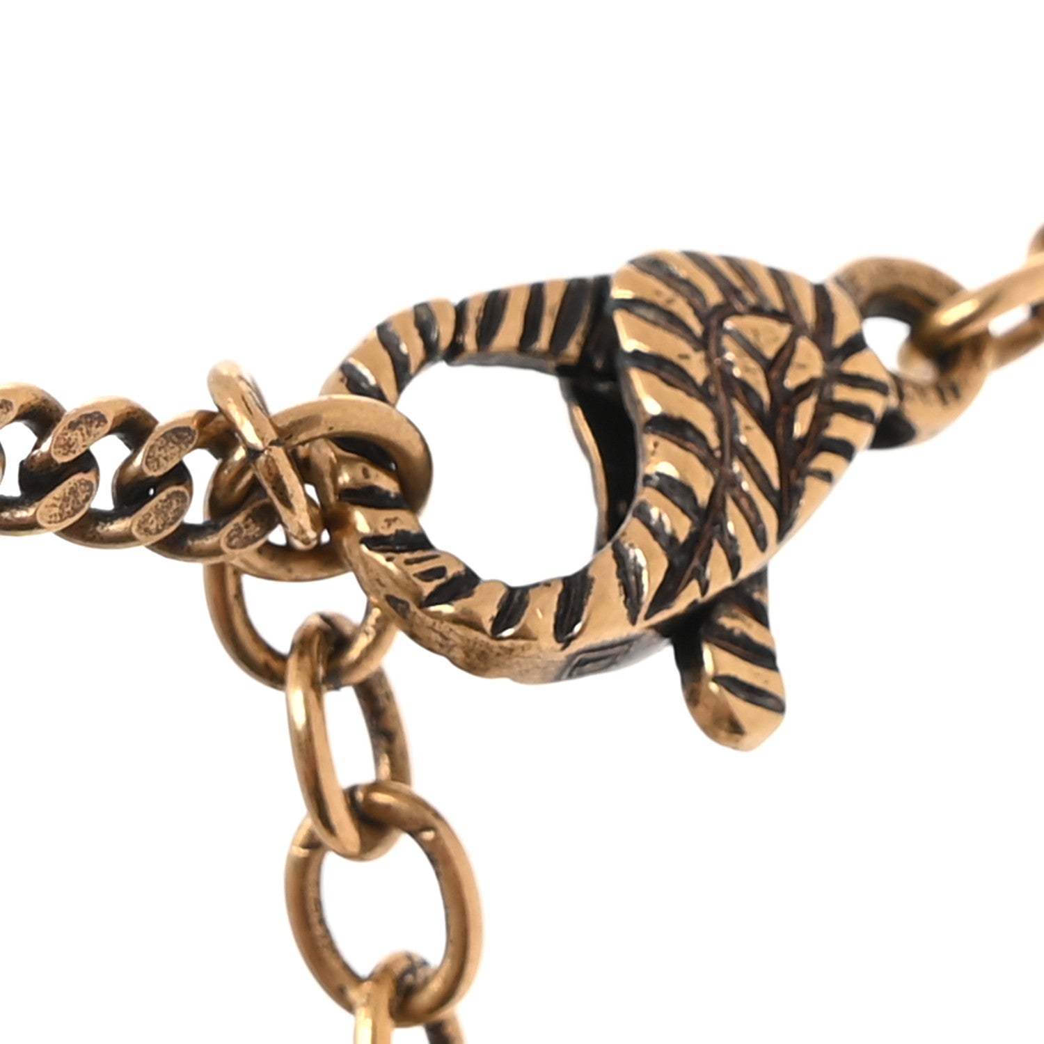 Gucci Crystal Embellished Double G Necklace Aged Gold 4 of 5