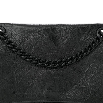 Balenciaga Crushed Calfskin Monochrome Medium Crush Chain Bag Black 8 of 10