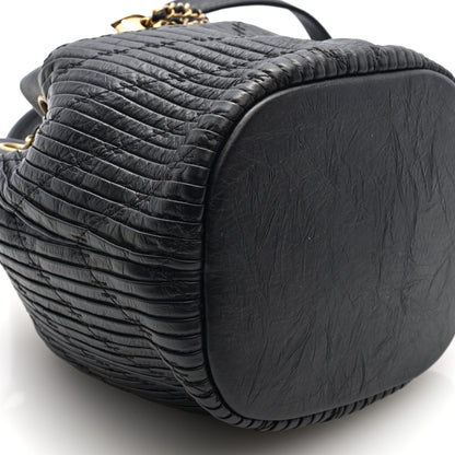 Chanel Crumpled Calfskin Coco Pleats Small Drawstring Bag Black 9 of 10