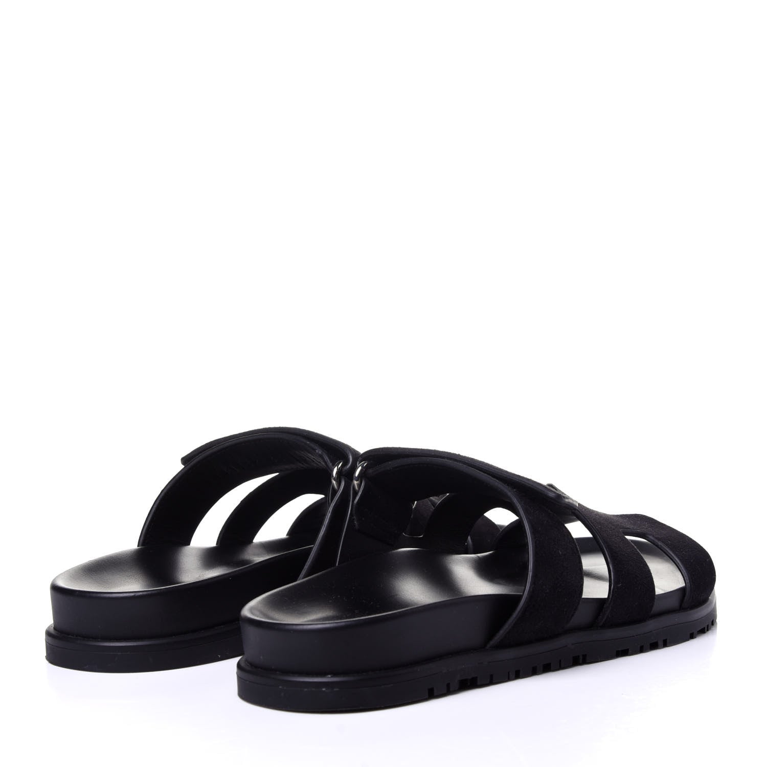 Hermes Suede Goatskin Womens Chypre Sandals 36 Black 3 of 9