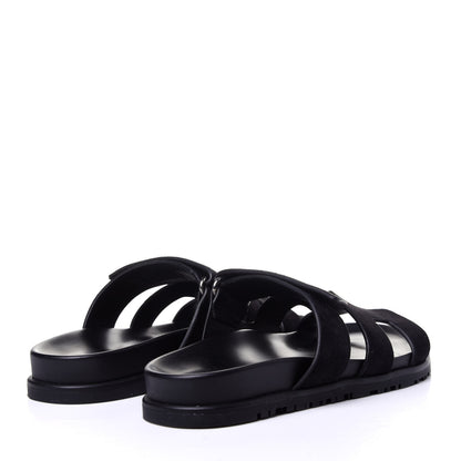 Hermes Suede Goatskin Womens Chypre Sandals 36 Black 3 of 9