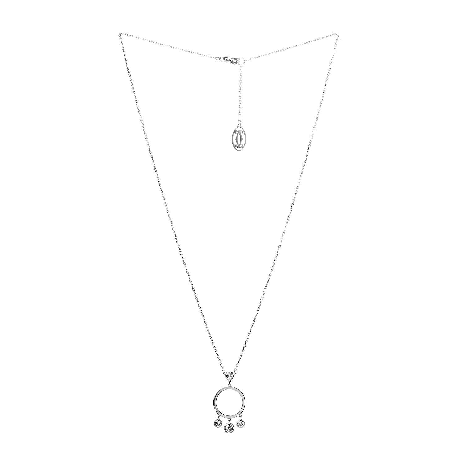 Cartier 18K White Gold Diamond D'Amour Circle Pendant Necklace 3 of 6