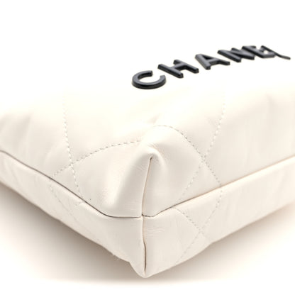 Chanel Shiny Calfskin Quilted Mini Chanel 22 White Black 9 of 10