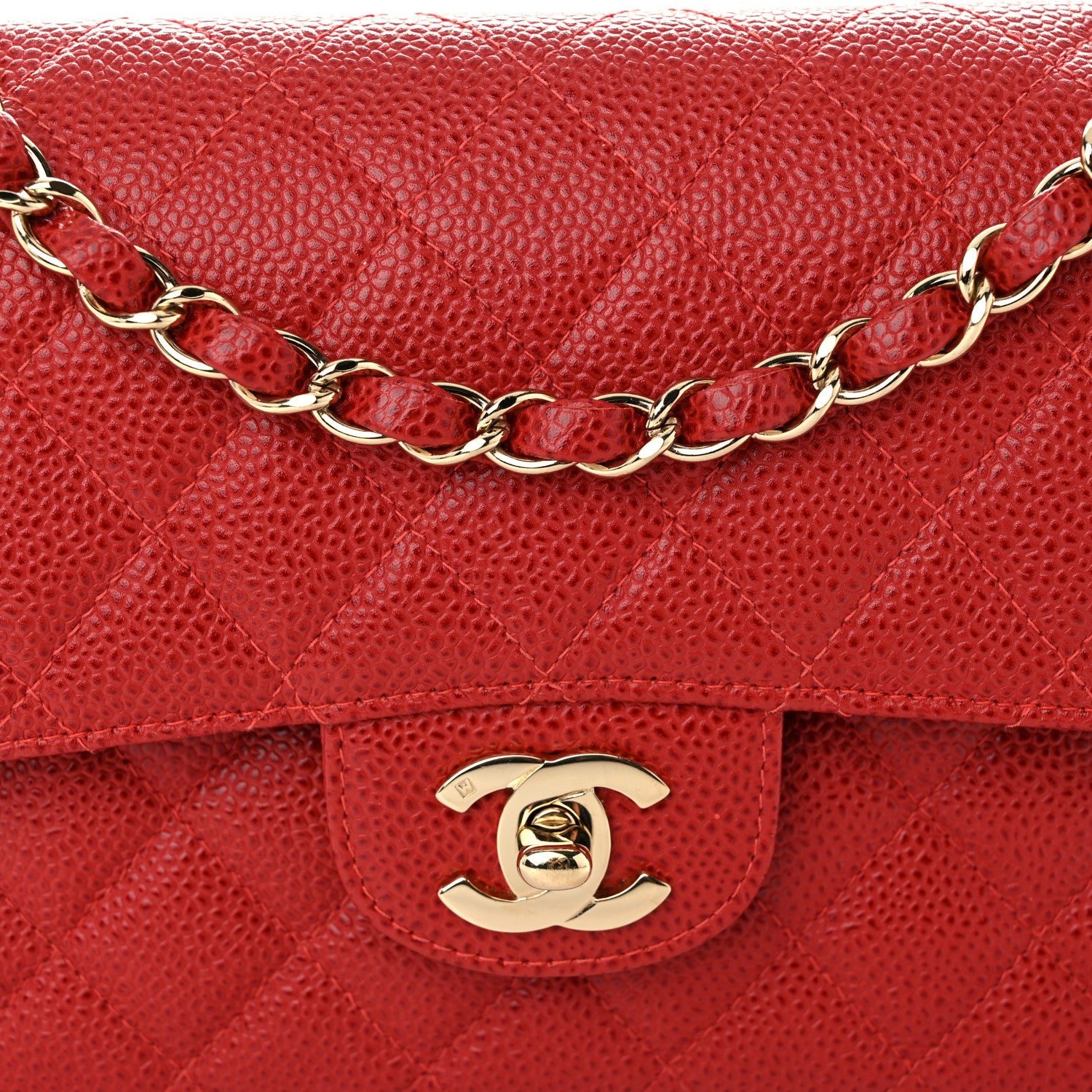 Chanel Caviar Quilted Small Double Flap Red 7 of 9