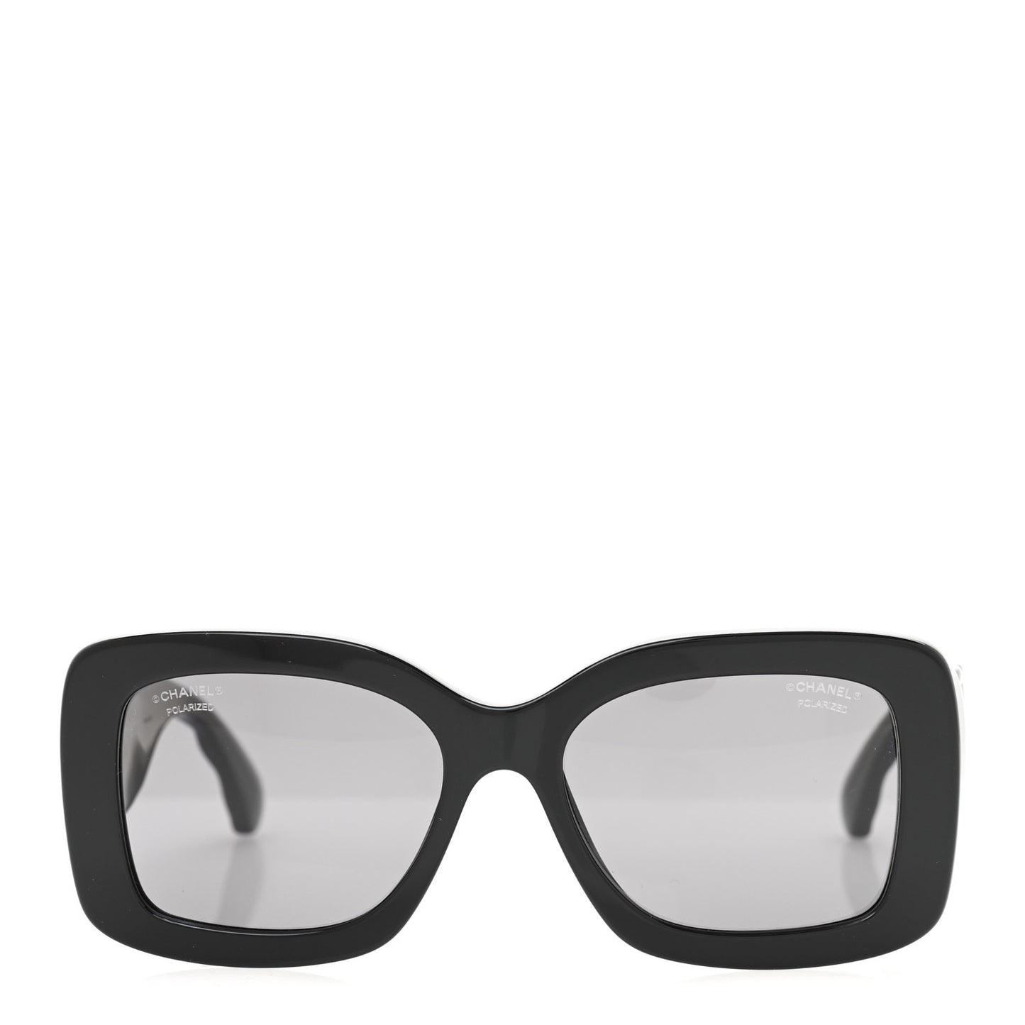 Acetate Quilted CC Rectangle Sunglasses 5483-A Black