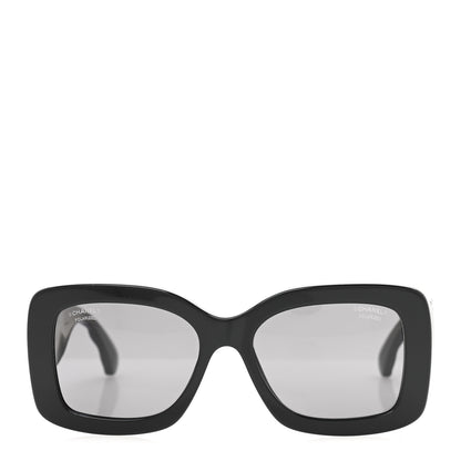 Chanel Acetate Quilted CC Rectangle Sunglasses 5483-A Black 2 of 9