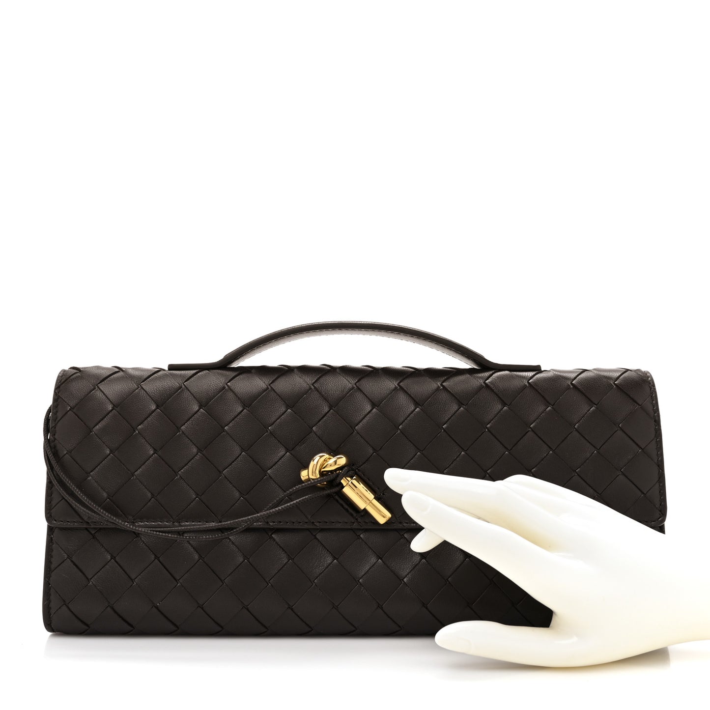 Nappa Intrecciato Long Andiamo Top Handle Clutch Fondant