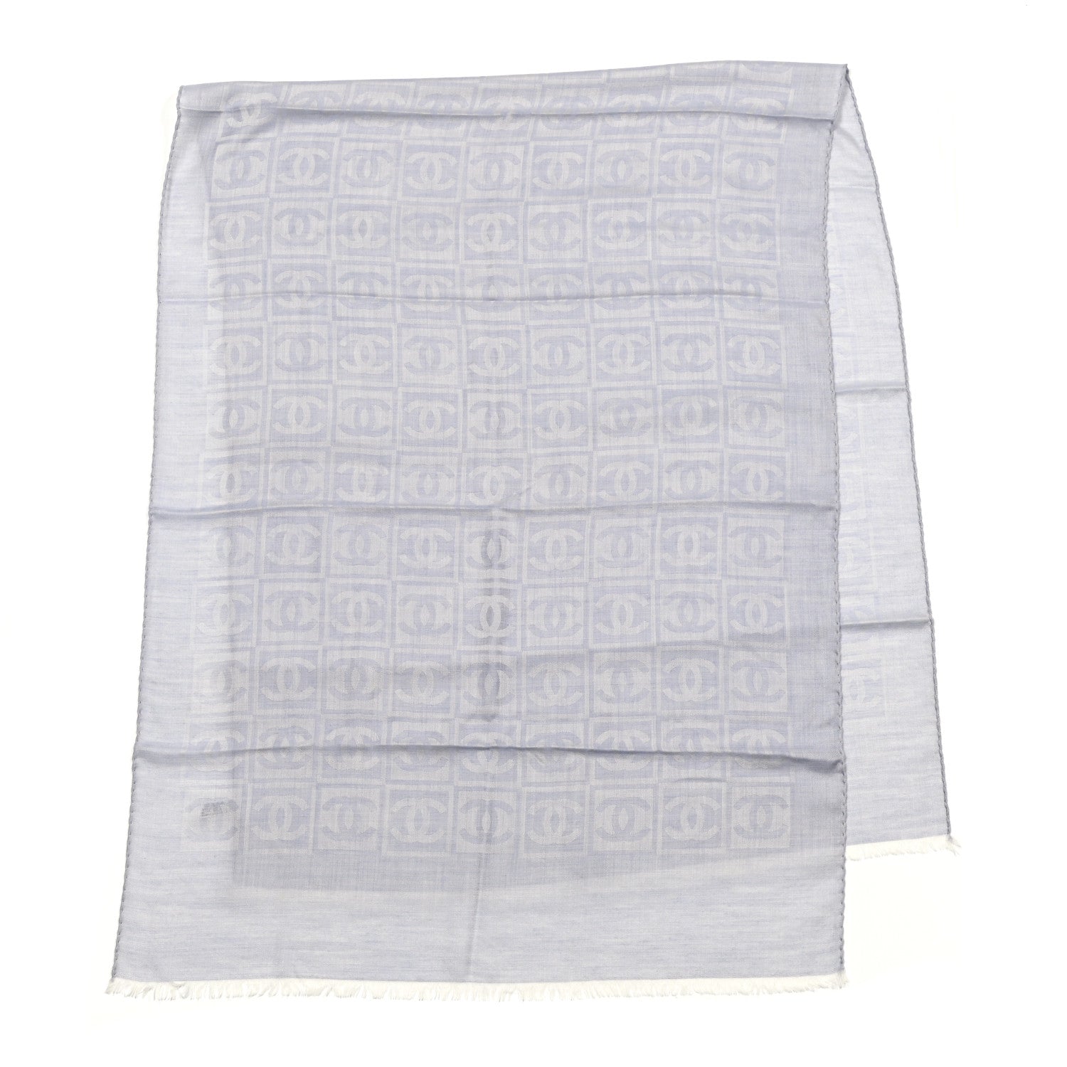 Chanel Cashmere Silk CC Scarf Blue 1 of 6
