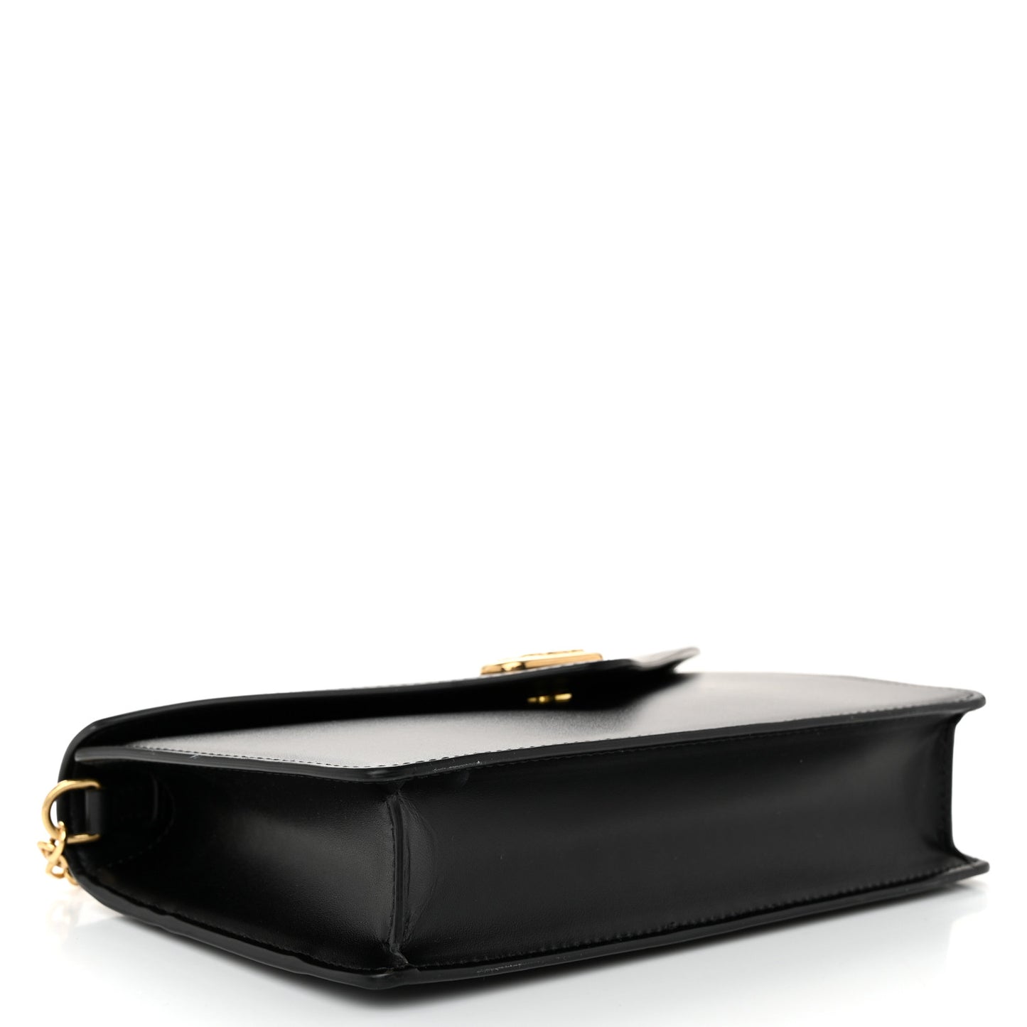 Shiny Calfskin Triomphe Maillon Wallet on Chain Black