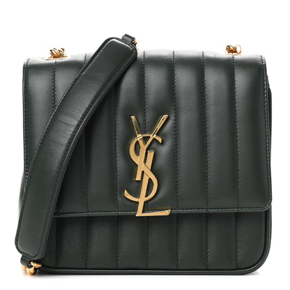 Saint Laurent Lambskin Matelasse Monogram Medium Vicky Chain Bag Algae 1 of 10