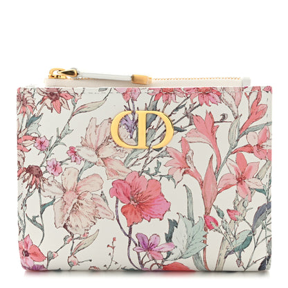 Christian Dior Calfskin Floral Printed Dahlia Wallet White Multicolor 1 of 9
