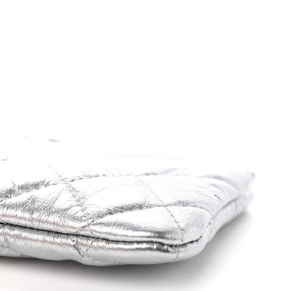 Chanel Metallic Calfskin Quilted Small Cosmo Cosmetic Case Silver 9 of 9